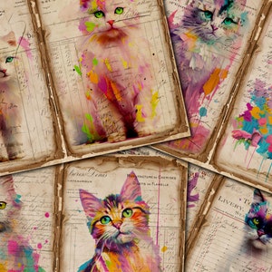 Diário de lixo para impressão, gatos, páginas de diário vintage, diário de lixo de gato, kit digital de diário de lixo vintage para gatinhos, diário vintage para impressão