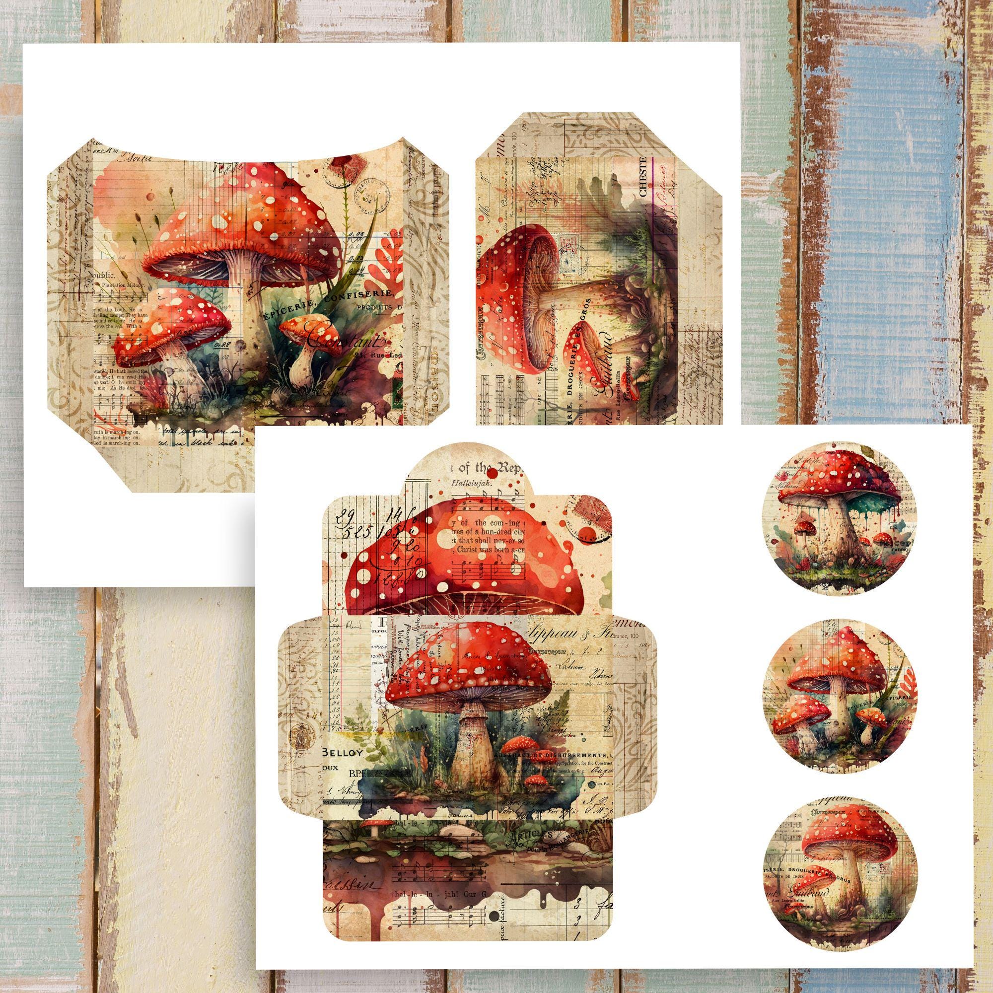 Mushroom Junk Journal Kit I: Vintage Printable Ephemera (digital ...