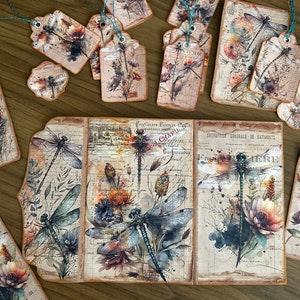 Dragonfly Junk Journal Folio, afdrukbaar junk Journal, geladen map, opvouwbaar folio voor junkjournaling, libellen - FA183