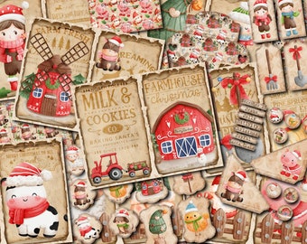 Christmas Farm Junk Journal Kit: Digital Ephemera (Digital Download)