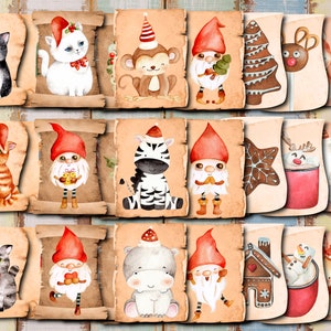Afdrukbaar junkjournaal, kerst kieskeurig knippen, kerstmis, feestdagen digitaal, kerstversieringen, sticker, label, kortstondige kerstcadeau