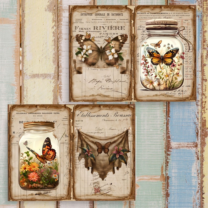 Antique Butterfly Junk Journal Pages: Vintage Ephemera (digital ...