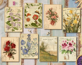 Vintage Roses Junk Journal Kit: Floral Ephemera Cards (Digital Download)