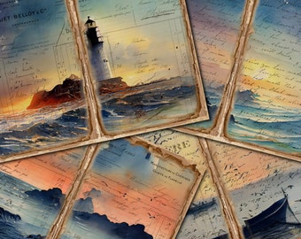 Dawn on the Sea Junk Journal Printable, Vintage Ephemera Pages (Digital Download)