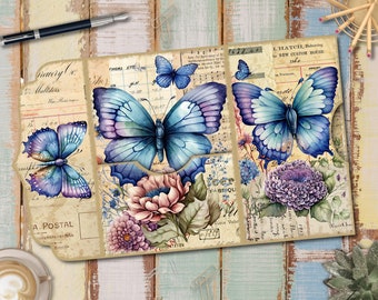 Butterfly Junk Journal Kit: Printable Folding Folio, Ephemera (Digital Download)