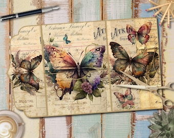 Junk Journal Kit, Butterfly Folding Folio Junk Journal,  Collage Sheets, Ephemera, Loaded Folder, Folding Folio Design for Junk Journaling