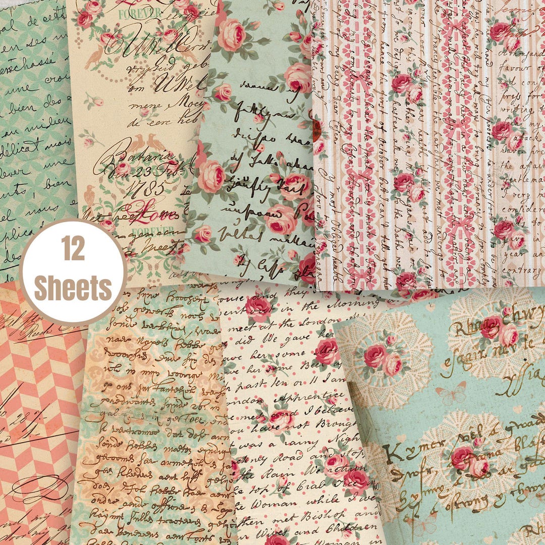 Shabby Chic Rose Digital Paper: Vintage Floral Scrapbook Backgrounds ...