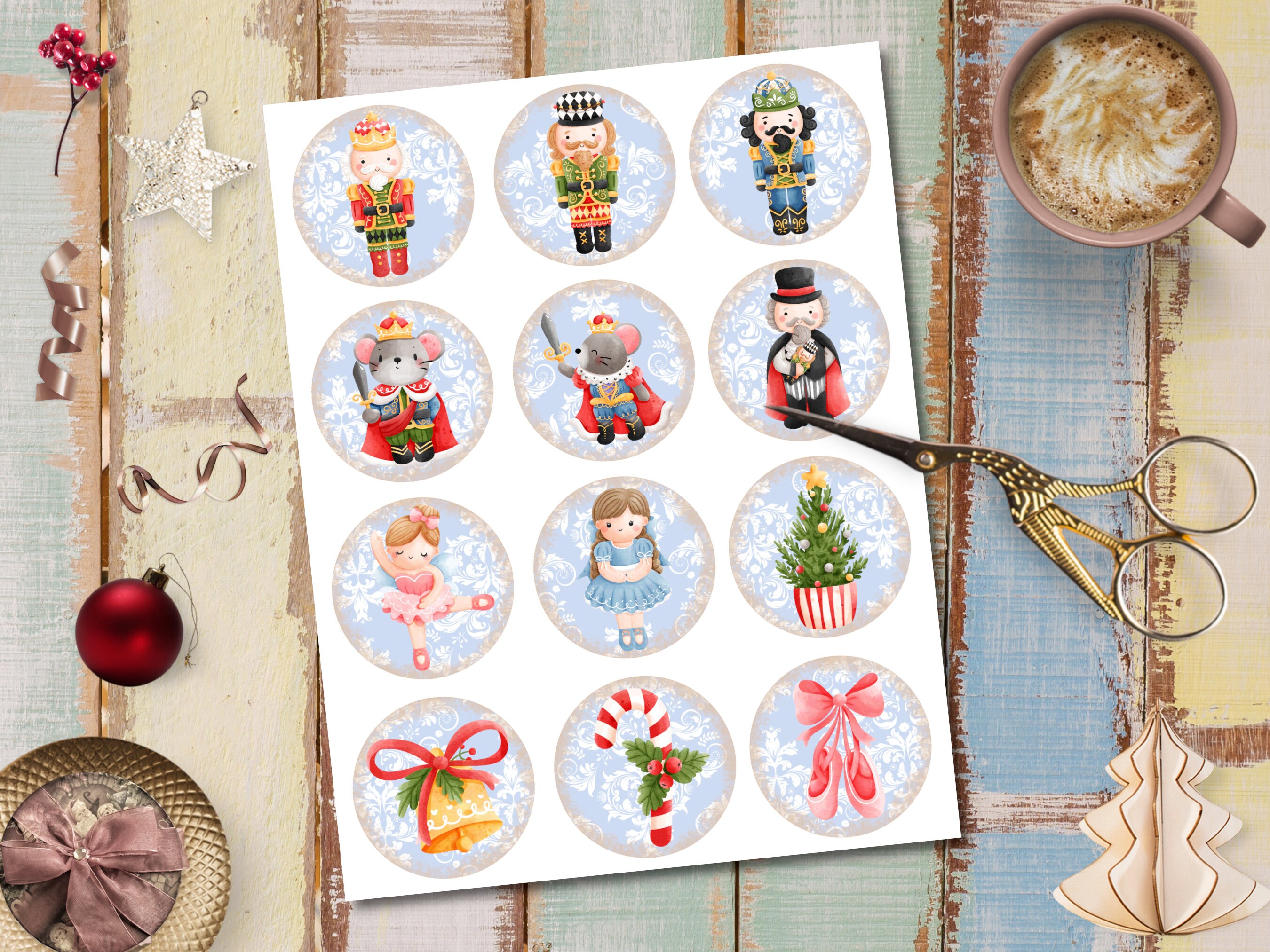 Junk Journal Kit, Christmas Circles 2.5 Inch, Christmas