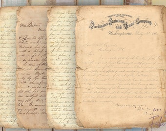DIGITAL Old Letters Junk Journal Kit – Vintage Handwriting - Antique Paper - FA142