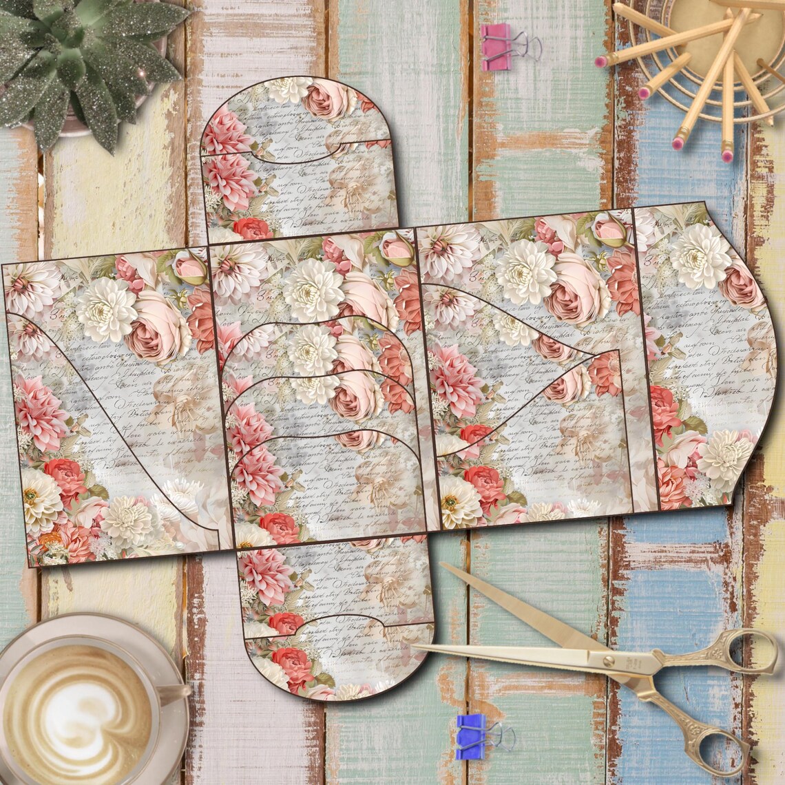 Vintage Flowers Folding Folio for Junk Journal (digital Download ...