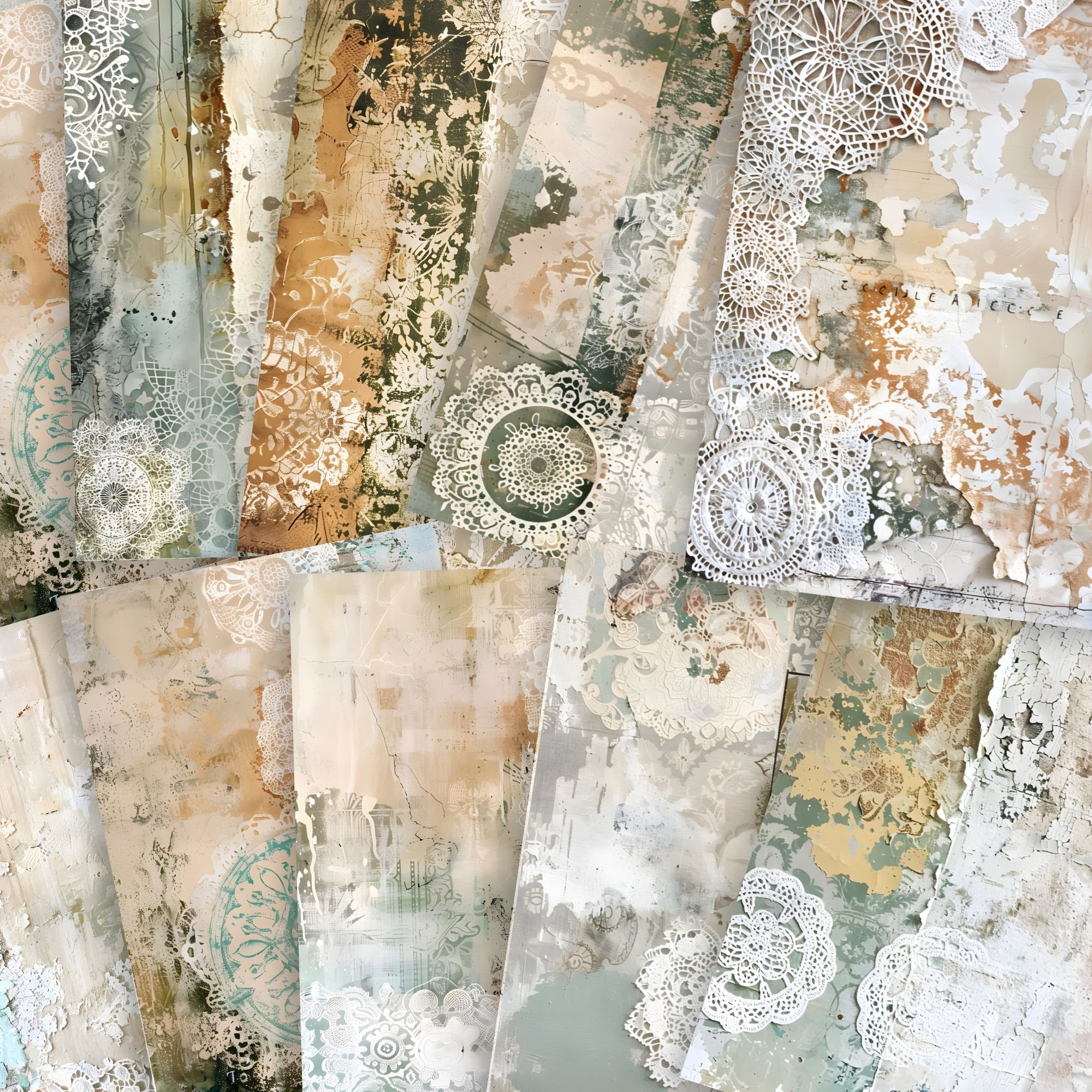 Vintage Grunge Lace Collage Sheets: Printable Junk Journal Paper ...