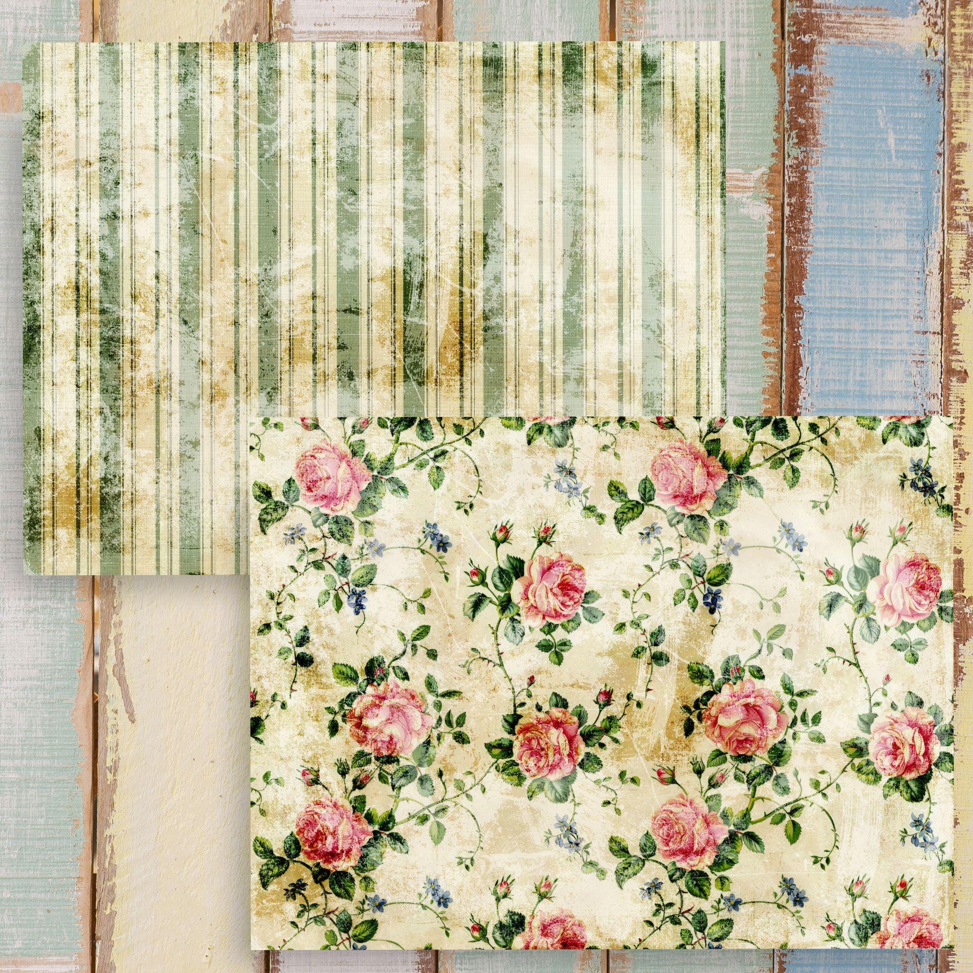 Antique Shabby Chic Roses Junk Journal Papers – 12 Grunge Digital ...