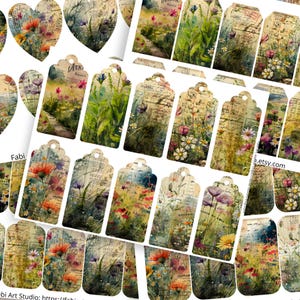 Akwarelowe kwiaty polne do druku Tagi: Vintage Floral Ephemera (Pobieranie cyfrowe) - FA191