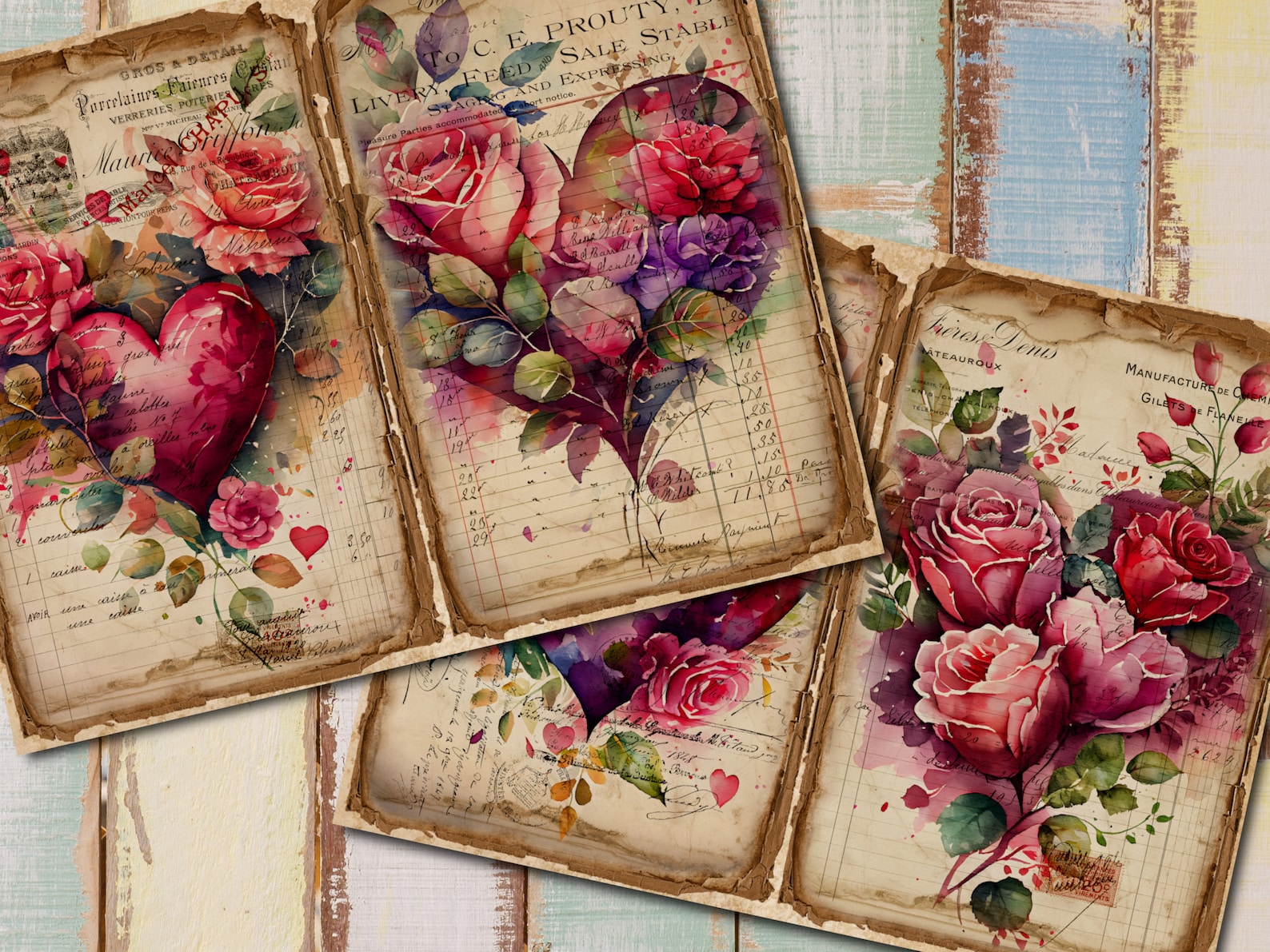 DIGITAL Vintage Rose Junk Journal Kit – Printable Floral Pages - Etsy