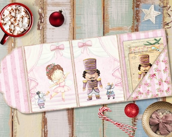 Christmas Nutcracker Junk Journal, Trifold Folio Craft Kit (Digital Download)