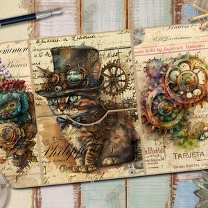 Kit journal steampunk indésirable - Folio pliable imprimable avec éphémères