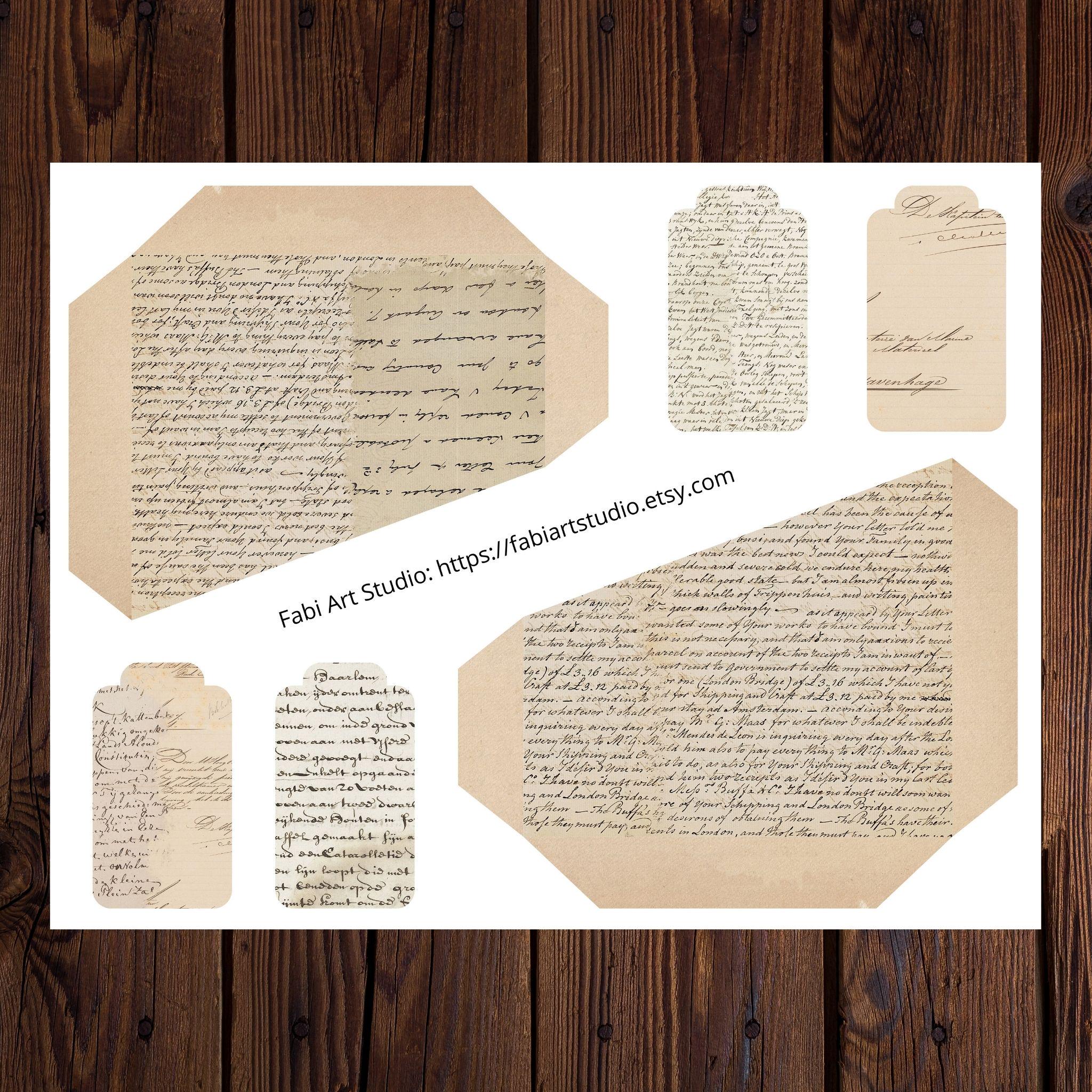 Vintage Junk Journal Ephemera Kit 1: Printable Pockets, Tags, Envelopes ...