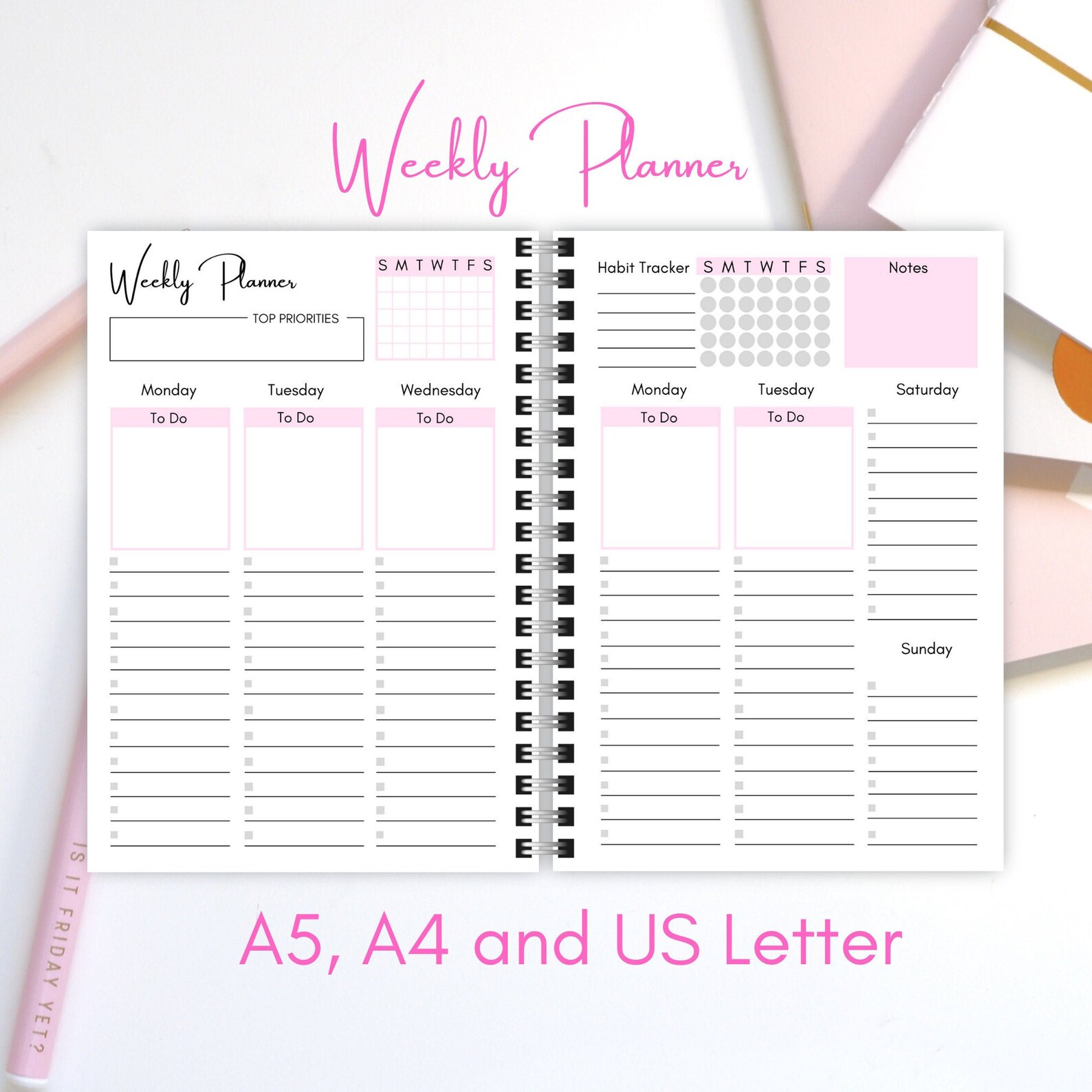 Printable Weekly Planner Printable 7 Day Planner Daily | Etsy