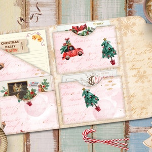 Junk Journal, Folding Folio, Christmas, Trifold, Shabby Loaded Folder, Craft Kit, , Collage Sheets, Scrapbook, Digital Download