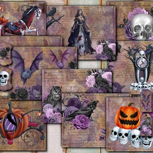 Halloween Junk Journal Digital Kit , Collage Papers Sheets, Digital Halloween Junk Journal, Halloween Vintage Printable Paper