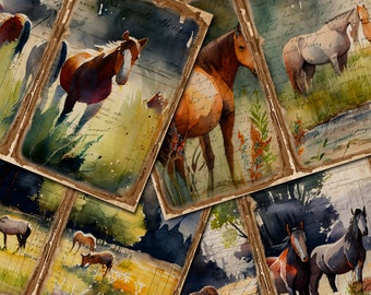 Wild Horses Junk Journal Pages: Vintage Ephemera (Digital Download) - FA337