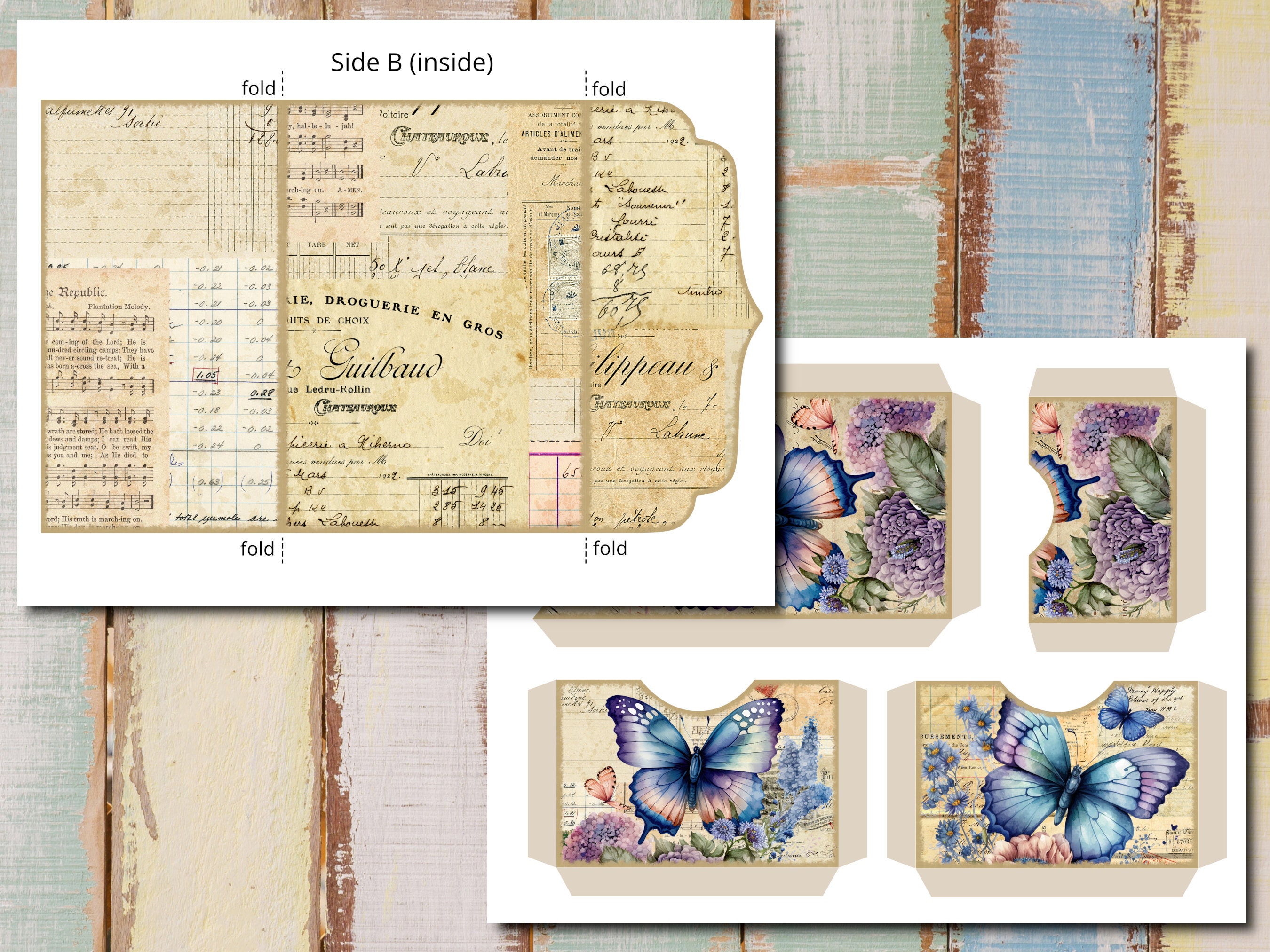 Butterfly Junk Journal Kit: Printable Folding Folio, Ephemera (digital ...
