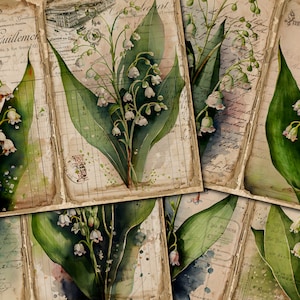 Kit de journal Muguet, pages de journal vintage, journal de fleurs indésirables, kit numérique vintage de journal indésirable, VintagePrintableJournal