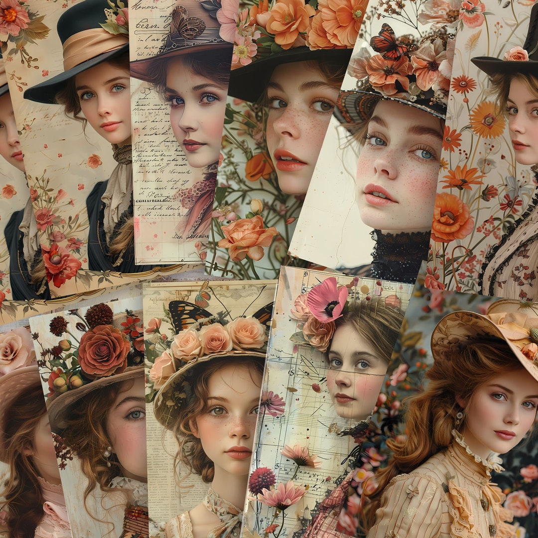 Junk Journal Kit, Victorian Lady Junk Journal Papers | Elegant Digital ...