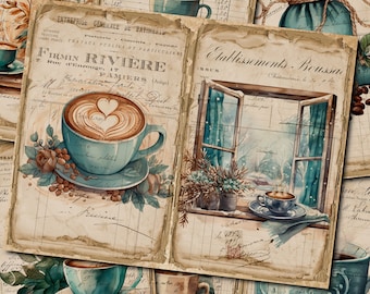 Cozy Coffee Junk Journal Pages: Vintage Ephemera (Digital Download)