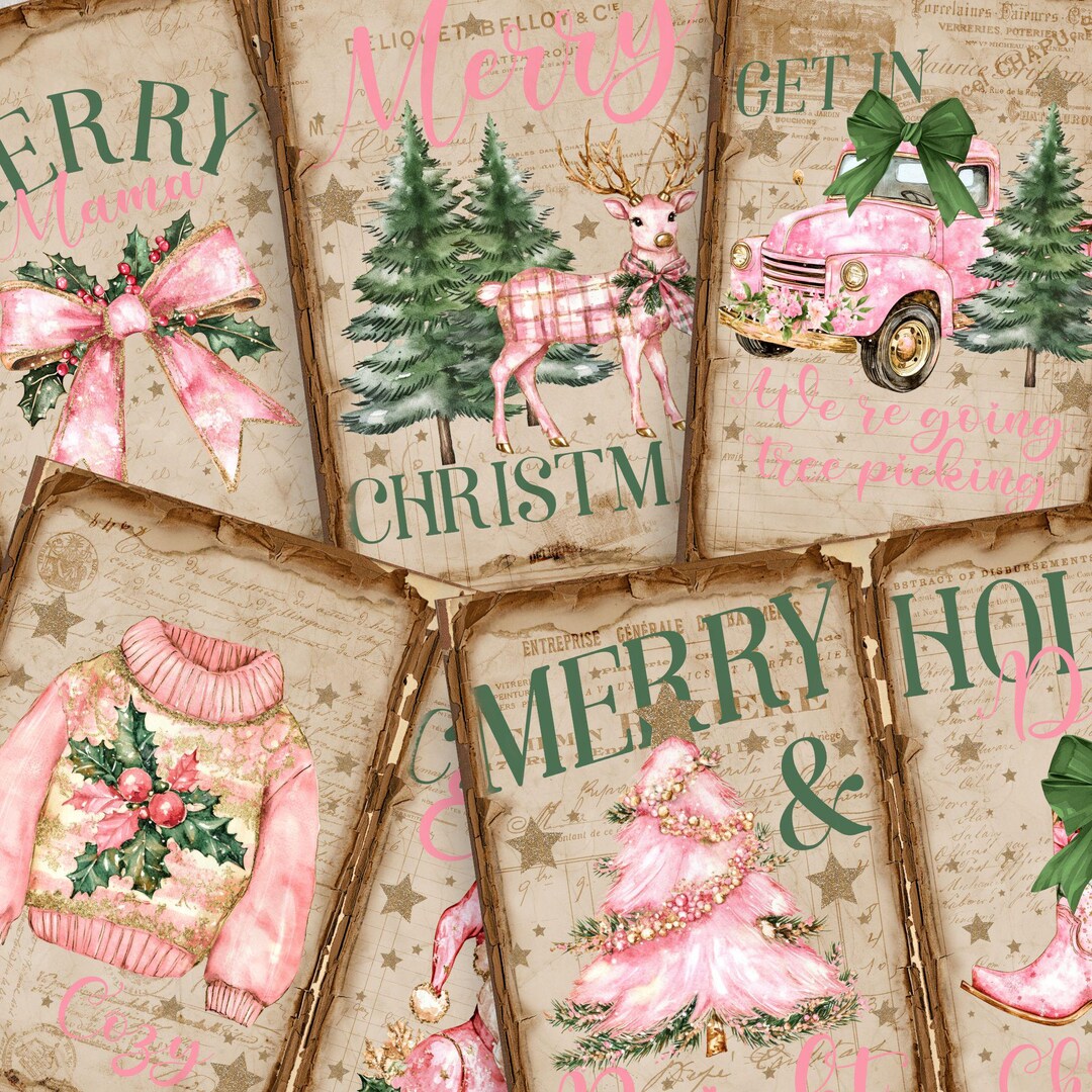Pink Christmas Junk Journal Kit – Vintage Holiday Printable (digital ...