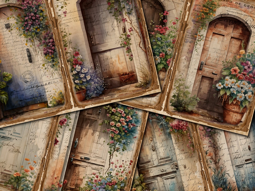 Floral Doors Junk Journal Pages: Vintage Printable Kit (digital ...