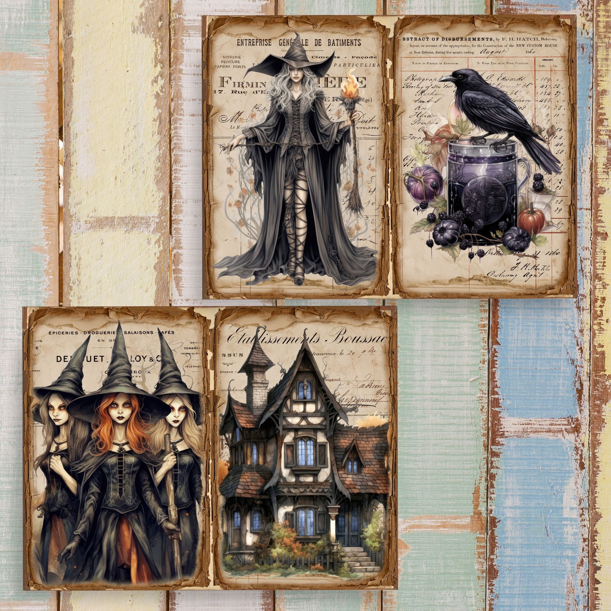 Halloween Witch Junk Journal Pages – Spooky Printable Art (digital ...