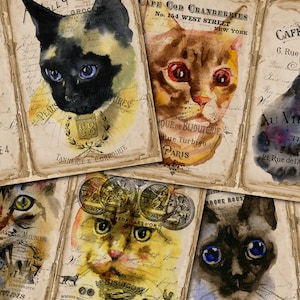 Vintage Cat Junk Journal Printable Kit – Kitten-Themed Journal Pages, Digital Download for Crafting & Junk Journals