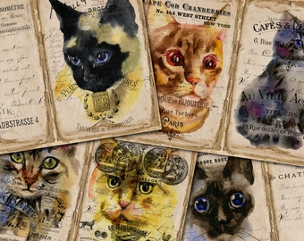 Vintage Cat Junk Journal Kit: Kitten-Themed Pages (Digital Download)