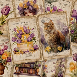 Vintage Tulpen zum Ausdrucken - Junk Journal Kit - FA123 - zum selbst ausdrucken