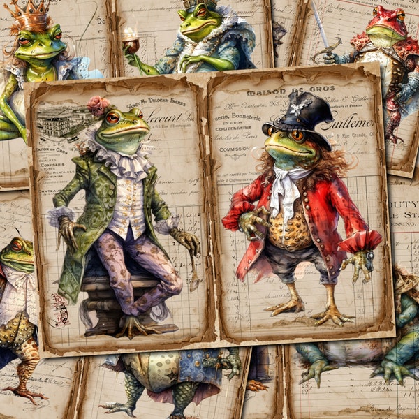 Junk Journal Printable, Fairytale Frogs , Journal Pages, Junk Journal Digi Kit, Fairytale Frogs , Junk Journal Digi Kit, Double Pages