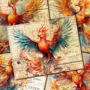 Junk Journal imprimable, Phoenix, papiers vintage, Phoenix Junk Journal, kit digi vintage Junk Journal, journal imprimable