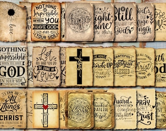 Christian Quotes Junk Journal: Vintage Bible Verse Collage (Digital Download)