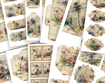 Dragonfly Ephemera Kit 1: Junk Journal Embellishments (Digital Download)