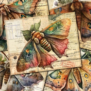 Junk Journal Printable, Aquarell Tropische Motte, Journalpapier, Tropische Motte Junk Journal , Junk Journal Digi Kit, Moth Journal
