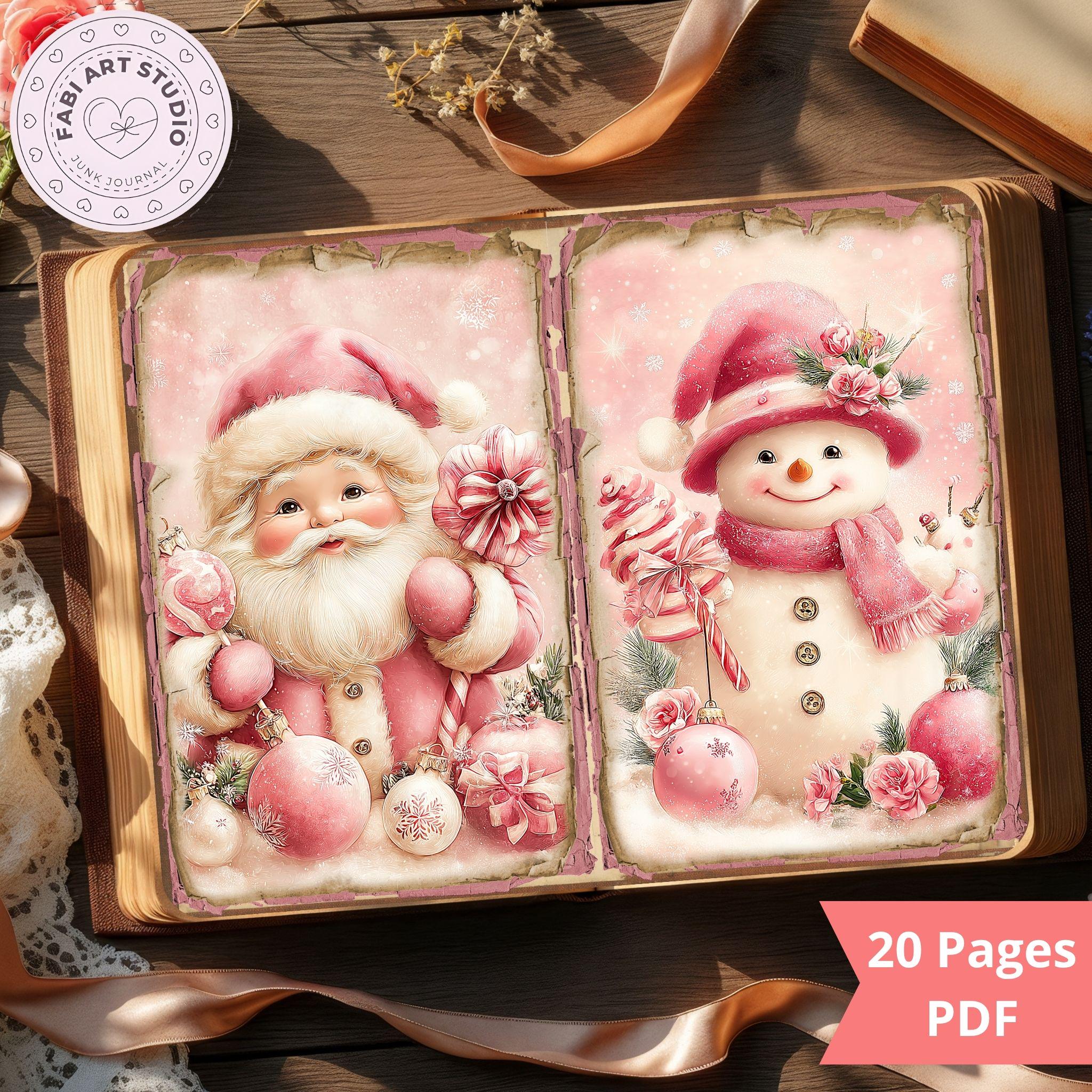 Shabby Pink Christmas Junk Journal Kit – Vintage Printable Pages ...