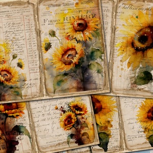 Pagine stampabili del diario vintage di girasole e kit digitale
