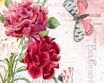 Floral Junk Journal Printable Kit: Vintage Ephemera Collage (Digital Download)