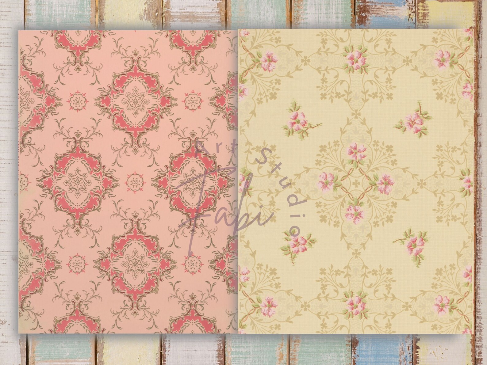 Junk Journal Digi Kit Antique Wallpaper Printables Digital - Etsy