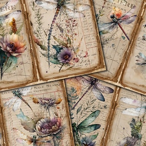 Junk Journal Printable, Dragonfly , Vintage Journal Pages, Junk Journal , Vintage Junk Journal Digi Kit, Vintage Printable Journal