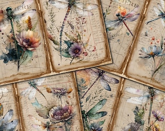 Dragonfly Vintage Journal Pages: Printable Junk Journal Kit (Digital Download)