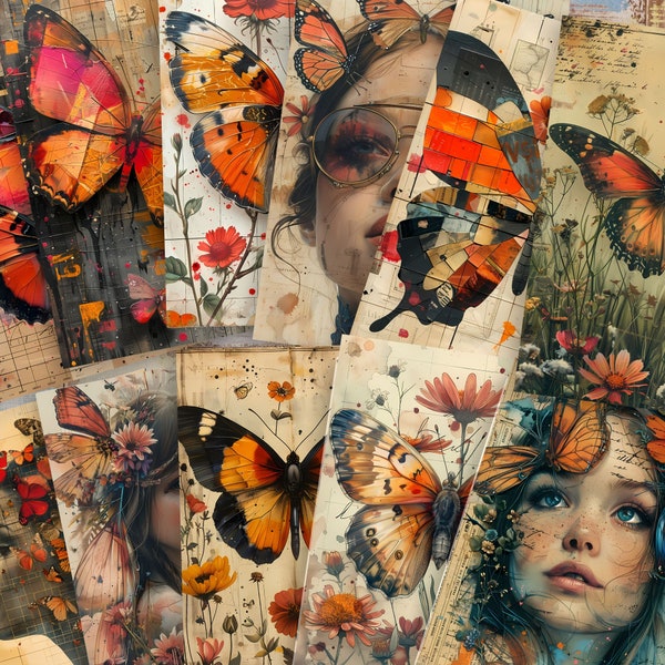 Kit de carnet Butterfly Junk : 35 pages de collage imprimables (téléchargement numérique)