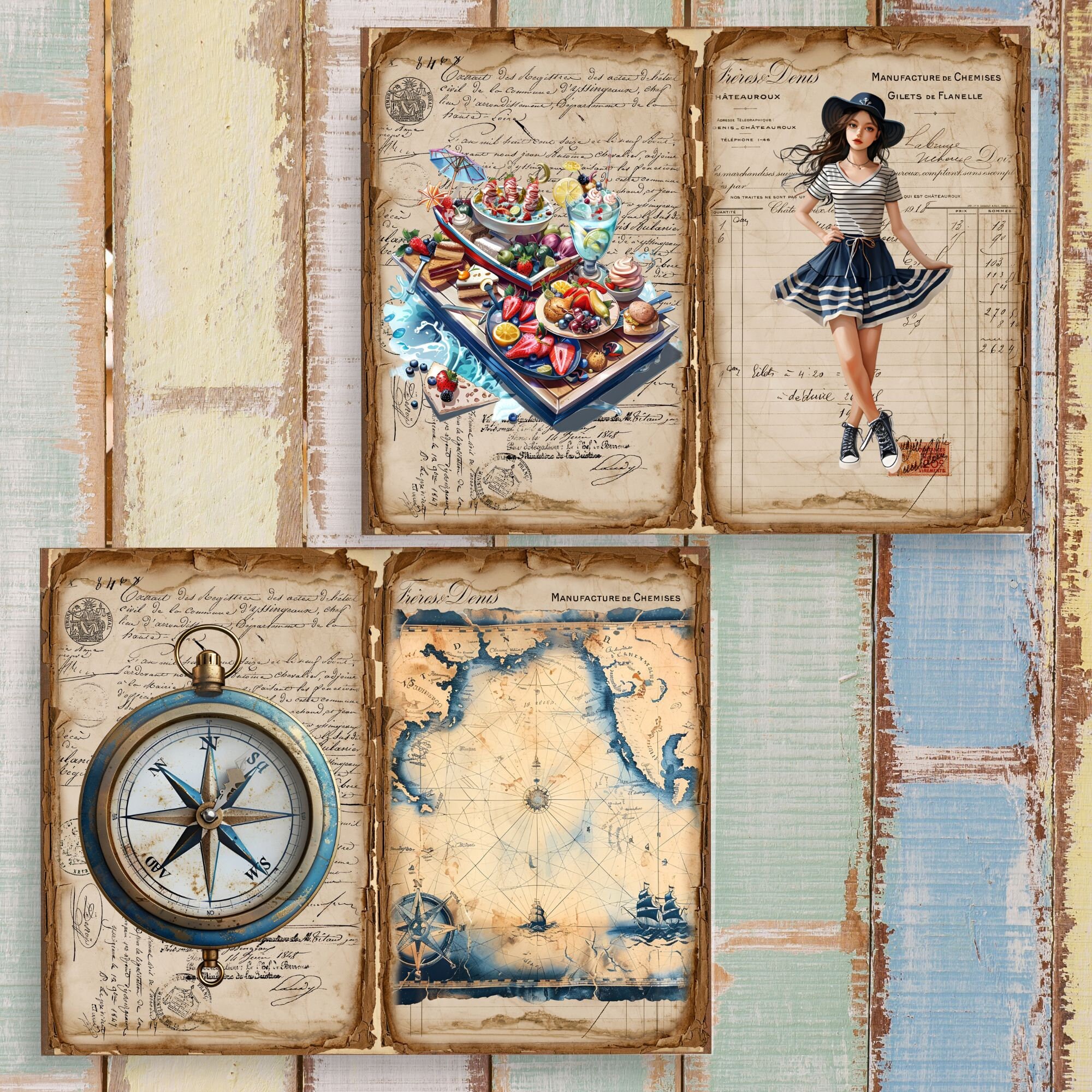 Nautical Junk Journal Kit, Ocean Theme Ephemera (digital Download) - Etsy