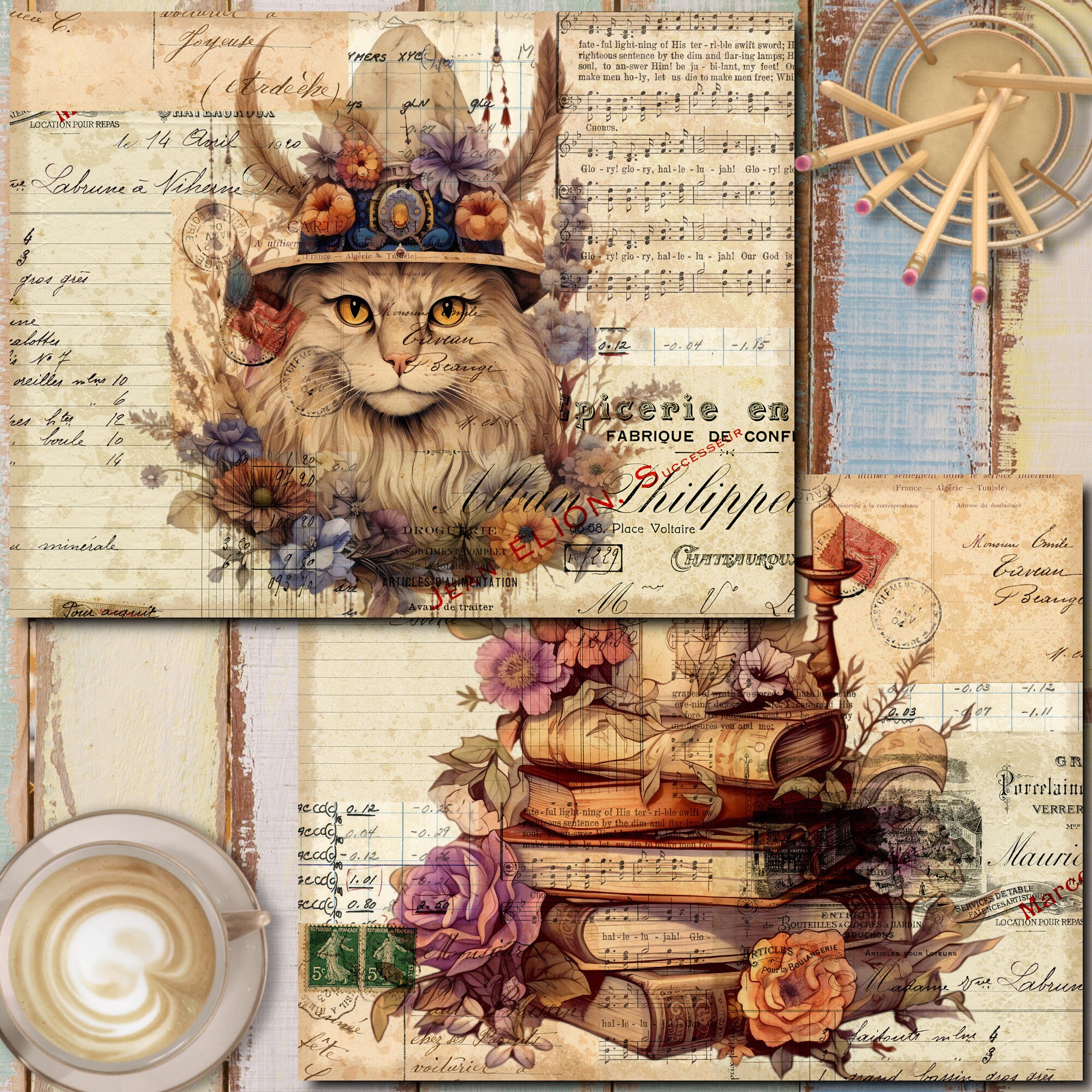 格安新品  Boho Witch Boho Kit, Journal Vintage Papers, Journal Junk クラフト・布製品