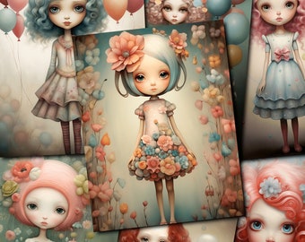 Whimsical Girls Junk Journal Printable: Scrapbook Digi Kit (Digital Download)
